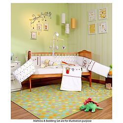 Babyhug Merlino 2 in 1 Wooden Cot Cum Junior Bed with Height Adjustable & Plug and Play Assembly - Antique