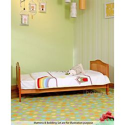 Babyhug Merlino 2 in 1 Wooden Cot Cum Junior Bed with Height Adjustable & Plug and Play Assembly - Antique