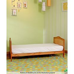 Babyhug Merlino 2 in 1 Wooden Cot Cum Junior Bed with Height Adjustable & Plug and Play Assembly  Antique| Solid Pinewood