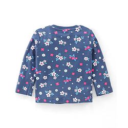 Babyhug Cotton Knit Full Sleeves Floral Print Night Suit - Navy Blue
