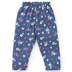 Babyhug Cotton Knit Full Sleeves Floral Print Night Suit - Navy Blue