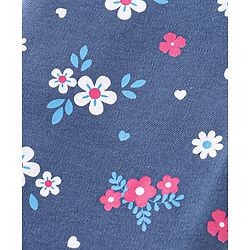 Babyhug Cotton Knit Full Sleeves Floral Print Night Suit - Navy Blue