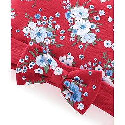 Babyhug 100% Cotton Knit Cap with Floral Design and Bow - Red