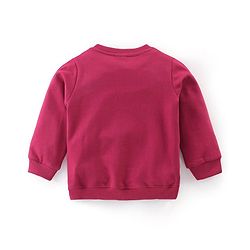 Babyhug 100% Cotton Terry Knit Full Sleeves T-Shirt & Lounge Pant With Bear Patch - Wine