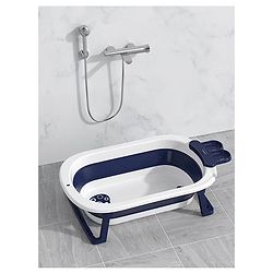 Babyhug Baby Bath Tub with Drain Plug Whale Print Unisex - Blue