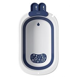 Babyhug Baby Bath Tub with Drain Plug Whale Print Unisex - Blue