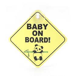 Babyhug Car Sign Boards & Stickers with Panda Print- Yellow