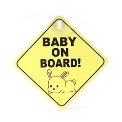 Babyhug Car Sign Boards & Stickers with Rabbit Print -Yellow