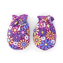 Babyhug 100% Cotton Knit Cap Mittens & Booties Set Floral Print - Purple