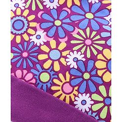 Babyhug 100% Cotton Knit Cap Mittens & Booties Set Floral Print - Purple