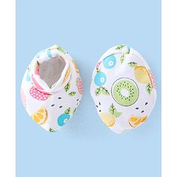 Babyhug 100% Cotton Knit Apple Print Mittens & Booties - Multicolour