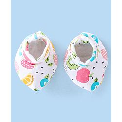 Babyhug 100% Cotton Knit Apple Print Mittens & Booties - Multicolour