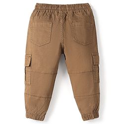Babyhug Cotton Spandex Full Length Solid Color Trouser - Brown