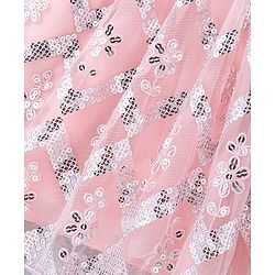Babyhug Frilled Sleeve Net Sequenced Embroidered Ethnic Dress-Pink