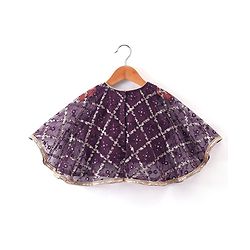 Babyhug Cape Sleeves Sequenced Embroidered Choli with Lehenga and Poncho Set - Purple