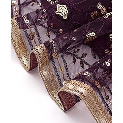 Babyhug Cape Sleeves Sequenced Embroidered Choli with Lehenga and Poncho Set - Purple