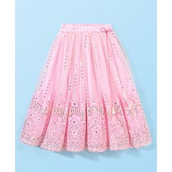 Babyhug Three Fourth Sleeves Sequenced Embroidered Choli with Lehenga and Dupatta Set - Pink