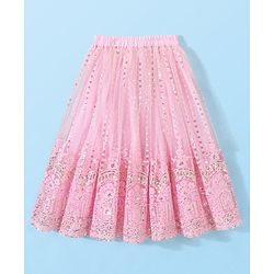Babyhug Three Fourth Sleeves Sequenced Embroidered Choli with Lehenga and Dupatta Set - Pink