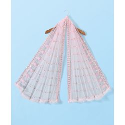Babyhug Three Fourth Sleeves Sequenced Embroidered Choli with Lehenga and Dupatta Set - Pink