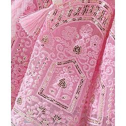 Babyhug Three Fourth Sleeves Sequenced Embroidered Choli with Lehenga and Dupatta Set - Pink