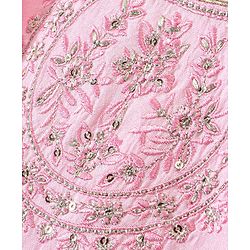 Babyhug Three Fourth Sleeves Sequenced Embroidered Choli with Lehenga and Dupatta Set - Pink