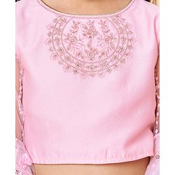 Babyhug Three Fourth Sleeves Sequenced Embroidered Choli with Lehenga and Dupatta Set - Pink
