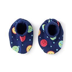 Babyhug 100% Cotton Knit Mitten & Booties Space Print - Navy Blue
