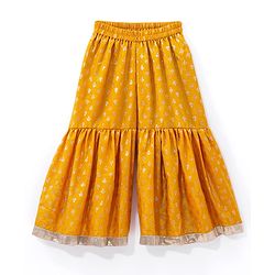 Babyhug Three Fourth Sleeves Embroidered Kurti Sharara and Dupatta Set - Mustard