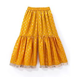 Babyhug Three Fourth Sleeves Embroidered Kurti Sharara and Dupatta Set - Mustard