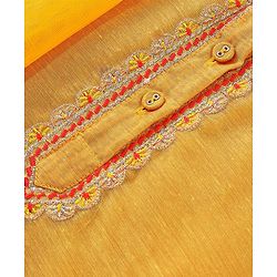 Babyhug Three Fourth Sleeves Embroidered Kurti Sharara and Dupatta Set - Mustard
