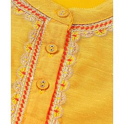 Babyhug Three Fourth Sleeves Embroidered Kurti Sharara and Dupatta Set - Mustard