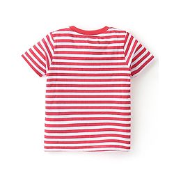Babyhug 100% Cotton Knit Dungaree and Half Sleeves Tee Set with Stripes - Red