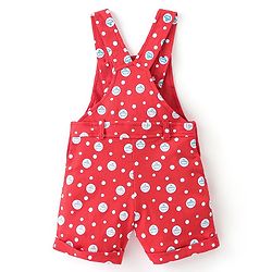 Babyhug 100% Cotton Knit Dungaree and Half Sleeves Tee Set with Stripes - Red