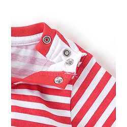 Babyhug 100% Cotton Knit Dungaree and Half Sleeves Tee Set with Stripes - Red