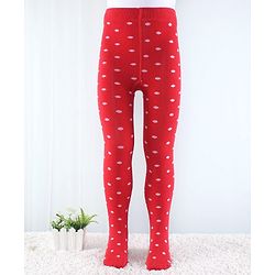 Cute Walk by Babyhug Anti Bacterial Tights Polka Dot Design - Red