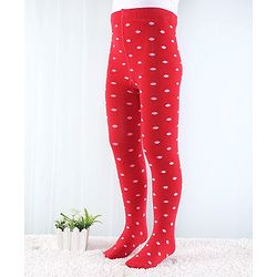 Cute Walk by Babyhug Anti Bacterial Tights Polka Dot Design - Red