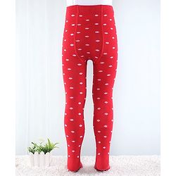 Cute Walk by Babyhug Anti Bacterial Tights Polka Dot Design - Red