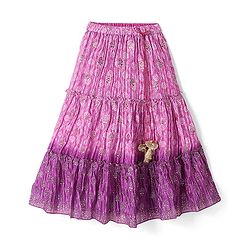 Babyhug Sleeveless Printed Choli with Embossed Foil Lehenga and Dupatta - Purple