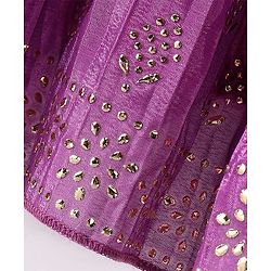 Babyhug Sleeveless Printed Choli with Embossed Foil Lehenga and Dupatta - Purple