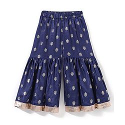 Babyhug 100% Cotton Three Forth Sleeve Kurti Sharara And Dupatta With Bandhani Print- Pink & Navy Blue