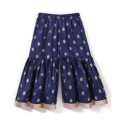Babyhug 100% Cotton Three Forth Sleeve Kurti Sharara And Dupatta With Bandhani Print- Pink & Navy Blue