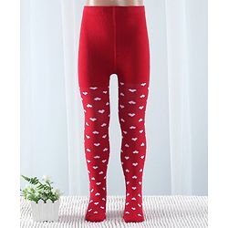 Cute Walk By Babyhug Anti Bacterial Cable Knit Tights Heart Design- Red