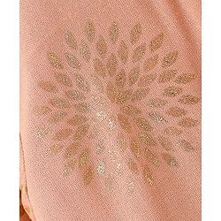 Babyhug Woven Three Fourth Sleeve Georgette Floral Foil Printed Kurti Sharara and Dupatta Set - Coral