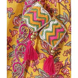 Babyhug Cotton Three Fourth Sleeves Printed Kurti Pant and Dupatta Set with Floral Print - Yellow