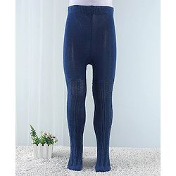Cute Walk by Babyhug Cotton Blend Knit Anti Bacterial Tights Cable Knit Design - Navy Blue