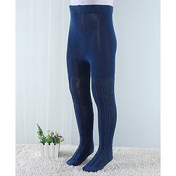 Cute Walk by Babyhug Cotton Blend Knit Anti Bacterial Tights Cable Knit Design - Navy Blue
