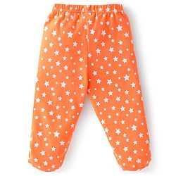 Babyhug Cotton Knit Footed Bootie Leggings Striped & Bear Printed Set of 3 - Orange & Blue