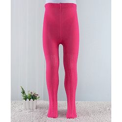 Cute Walk by Babyhug Cotton Blend Knit Anti Bacterial Tights Cable Knit Design - Pink