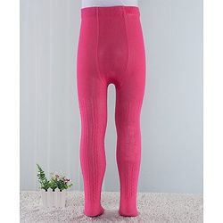 Cute Walk by Babyhug Cotton Blend Knit Anti Bacterial Tights Cable Knit Design - Pink