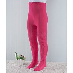 Cute Walk by Babyhug Cotton Blend Knit Anti Bacterial Tights Cable Knit Design - Pink